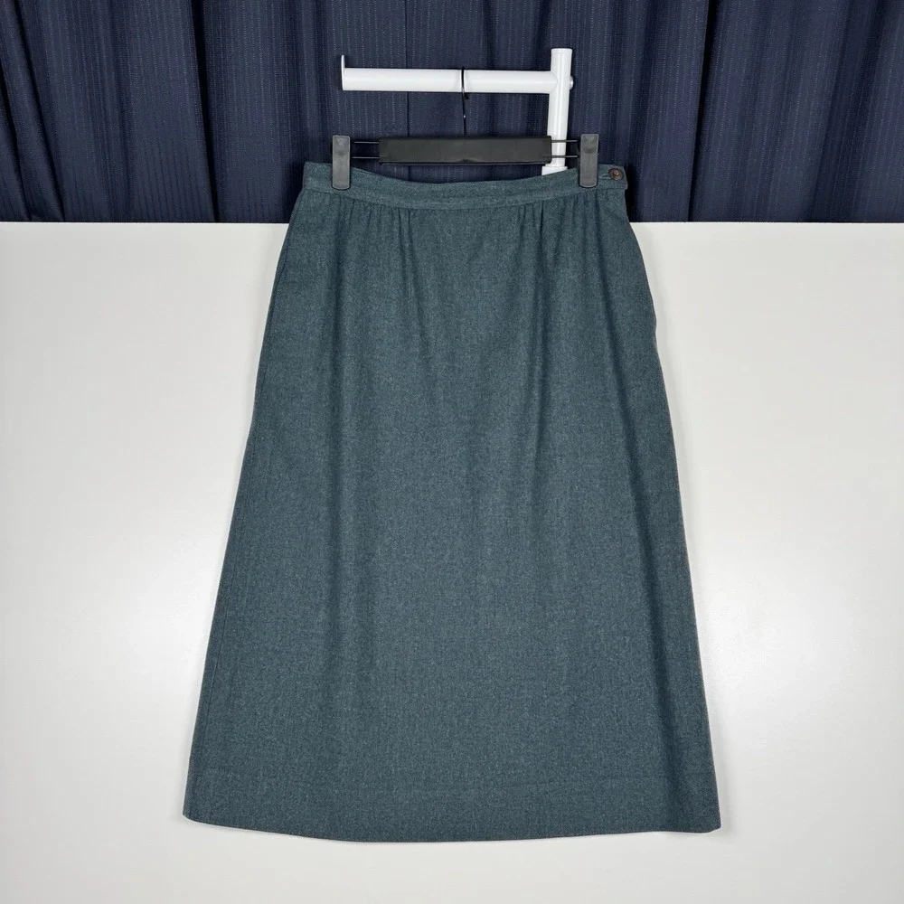Vintage 80s Pendleton Womens Wool Midi Skirt Size 10 - Green